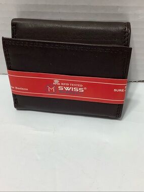 Marshall Dark Brown RFID Leather Bifold wallet.